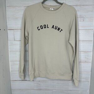 NWT SHESHOW Womens COOL AUNT Sweatshirt Size Small Soft Creamy Grey Crewneck